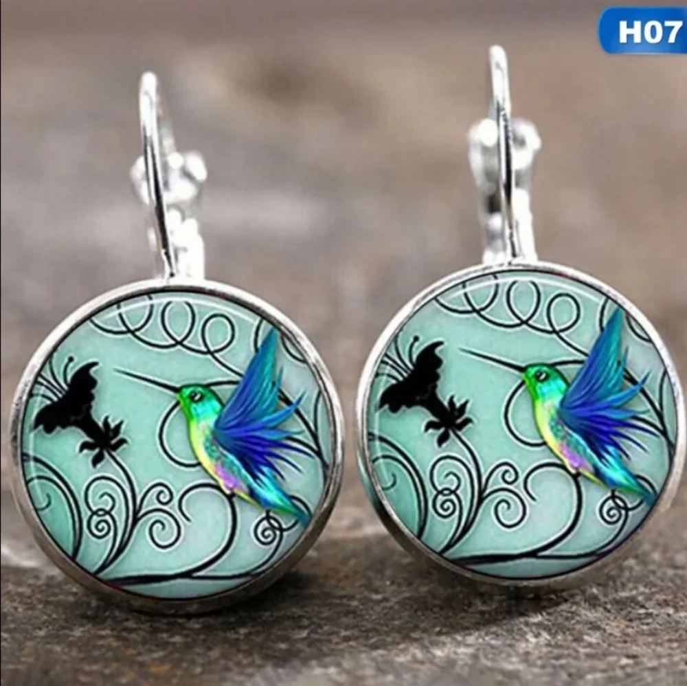 Humming Bird Silver or Bronze Earrings - Picture 2 of 4